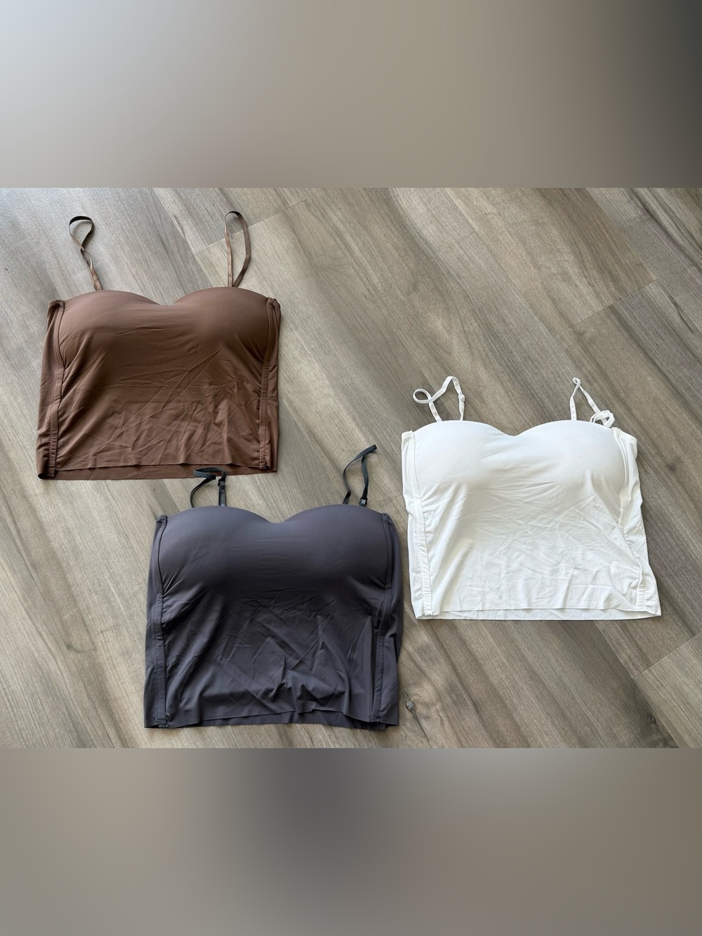 Women’s Seamless Longline Bustier Bralette - Brown, Gray, White